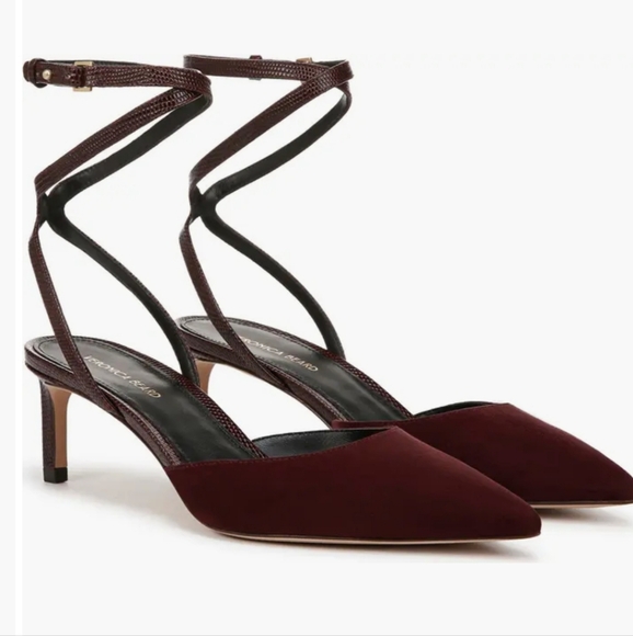 NIB$395 VERONICA BEARD Colette Wraparound Ankle Strap Point Toe Pump In Acai 5.5